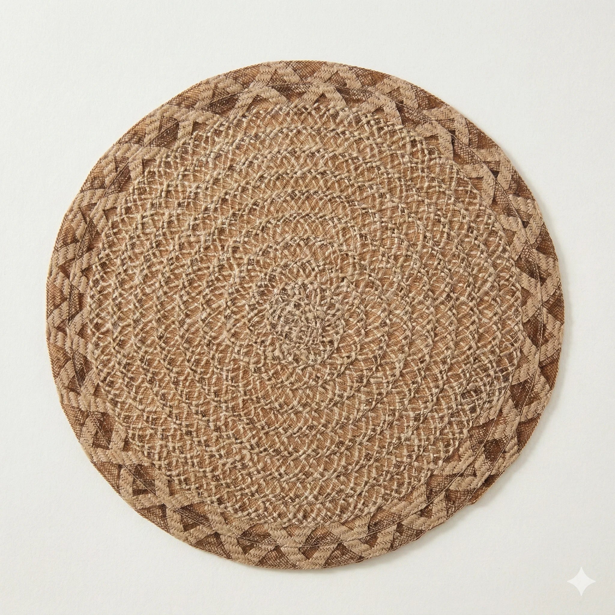 Round Jute Table Mats, Natural Woven, Set of 6 in Brown