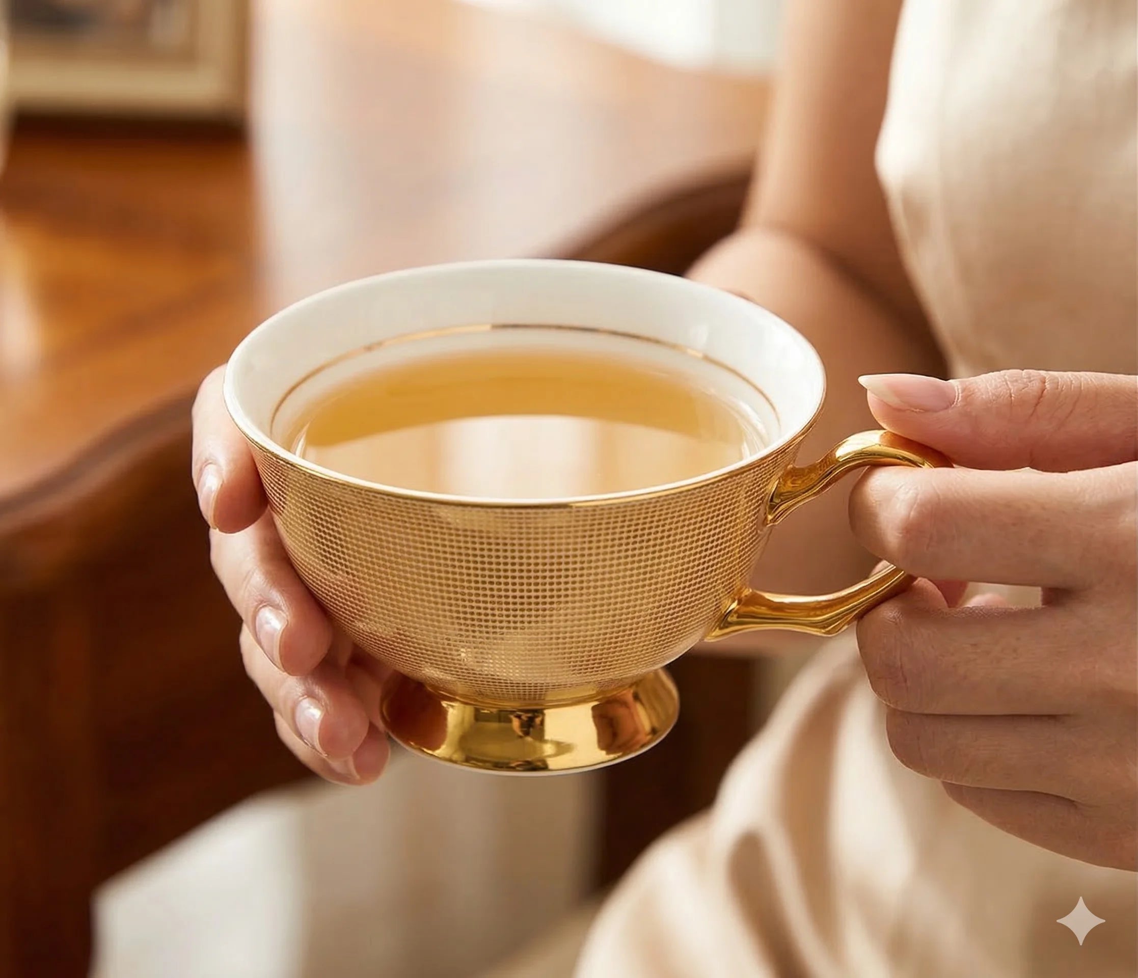 Bone China Coffee Cups and Saucers Set of 6, With Spoons