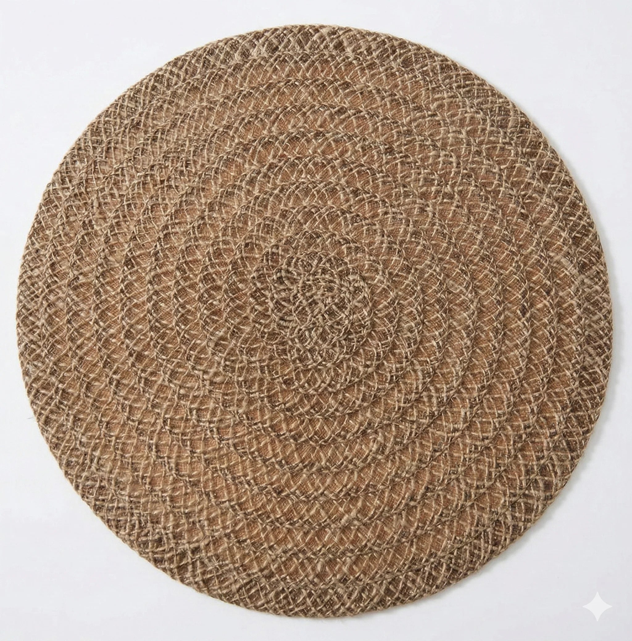Round Jute Table Mats, Rustic Woven, Set of 6 in Brown