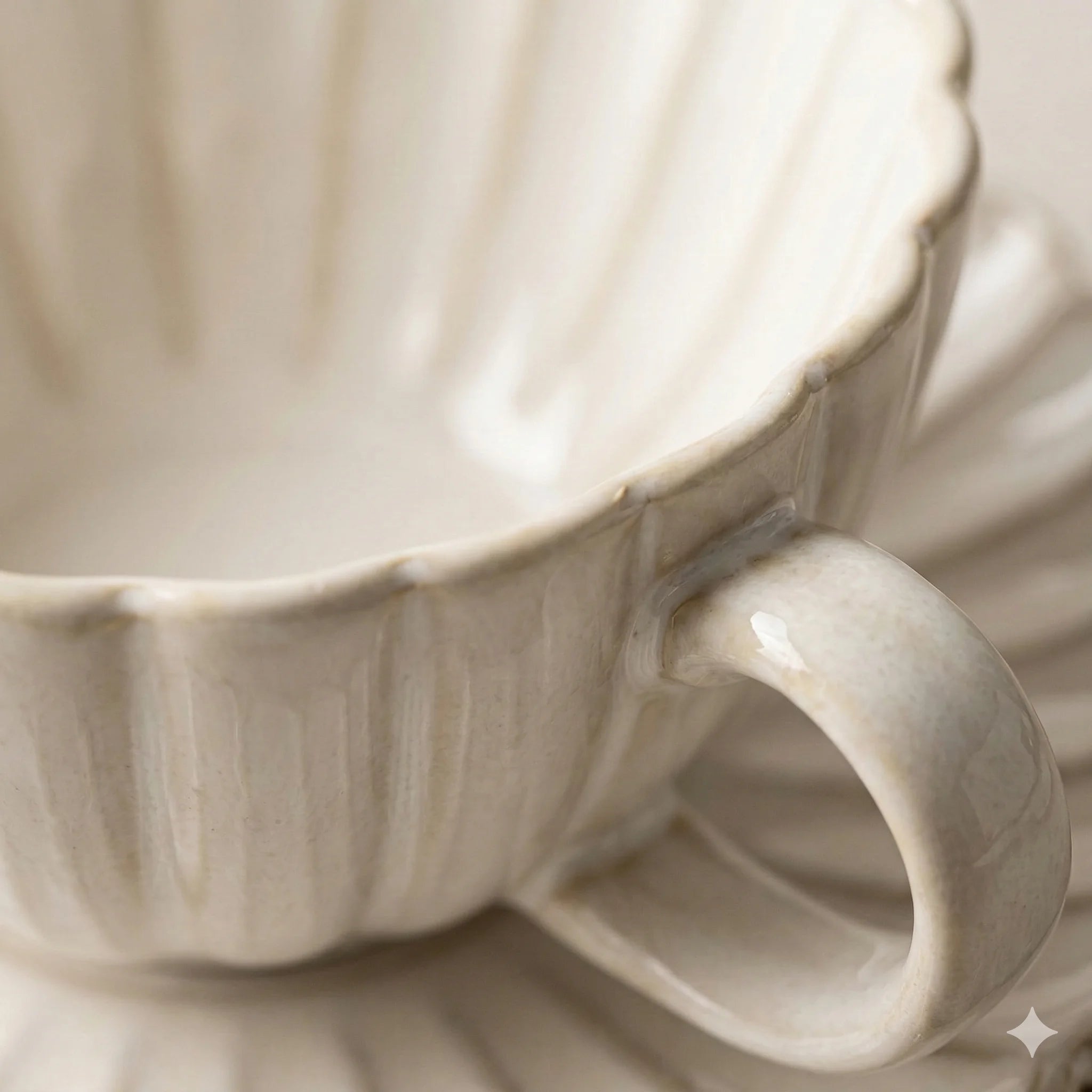 Ceramic Tea Cup and Saucer Set, Modern Wide Design, view 2