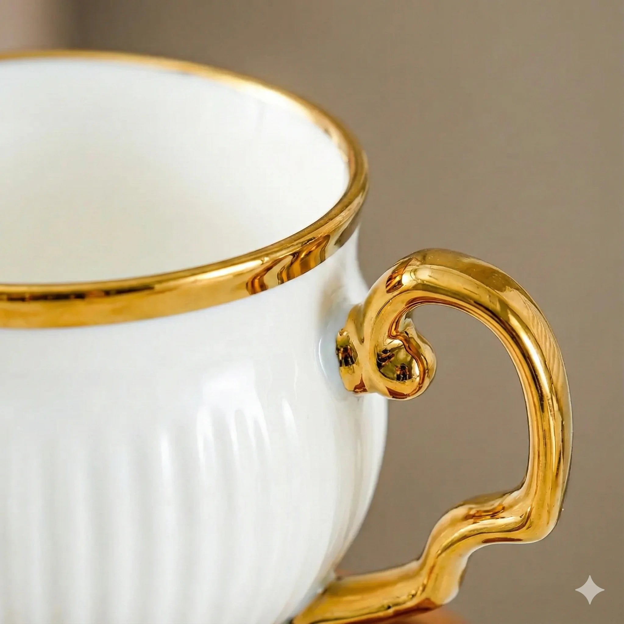 Ceramic Espresso Cups with Wooden Saucers 6 Cups 6 Saucers