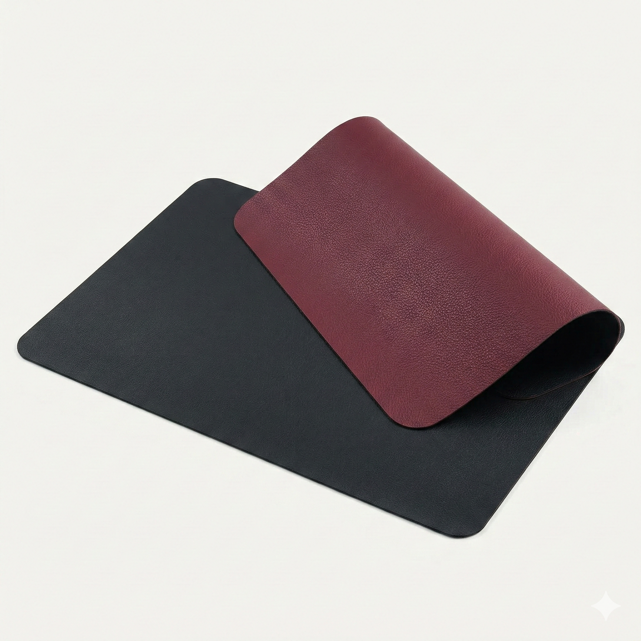 Faux Leather Rectangle Table Mats, Double-Sided, Set of 4 in Black