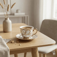 Ceramic Coffee Cups and Saucers Set of 6