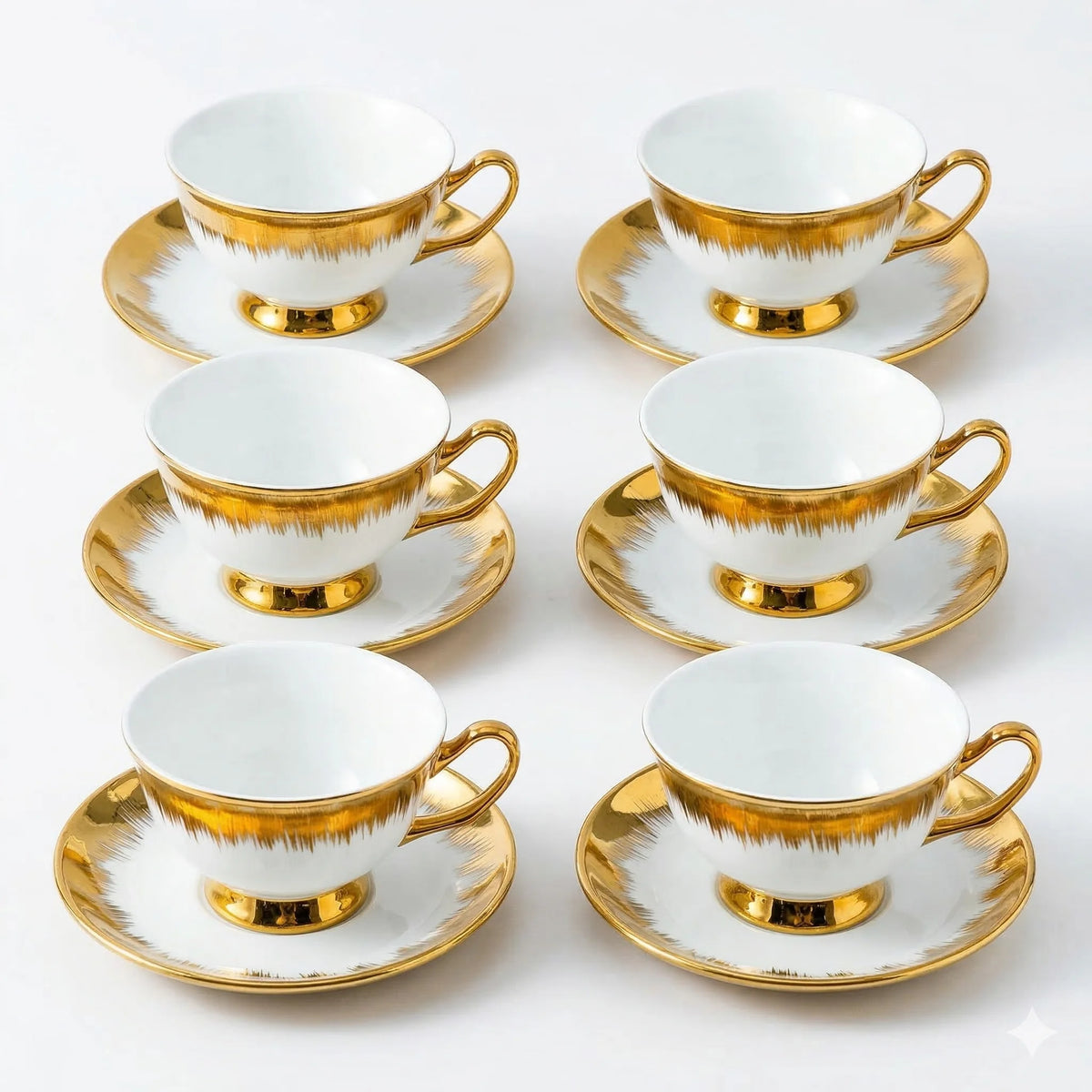Porcelain Coffee Cups and Saucers Set of 6
