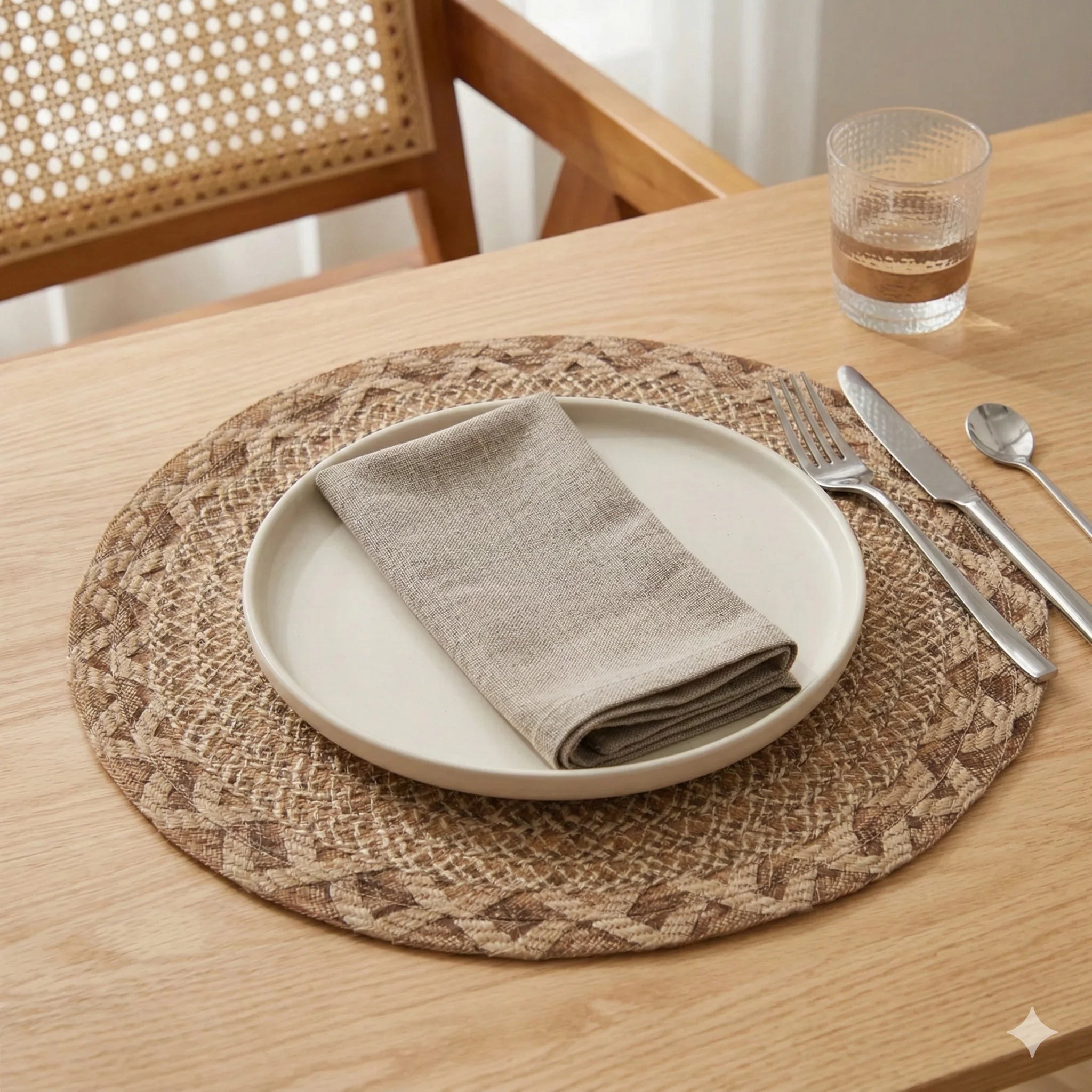 Round Jute Table Mats, Natural Woven, Set of 6