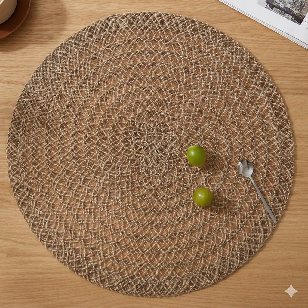 Round Jute Table Mats, Rustic Woven, Set of 6, view 8