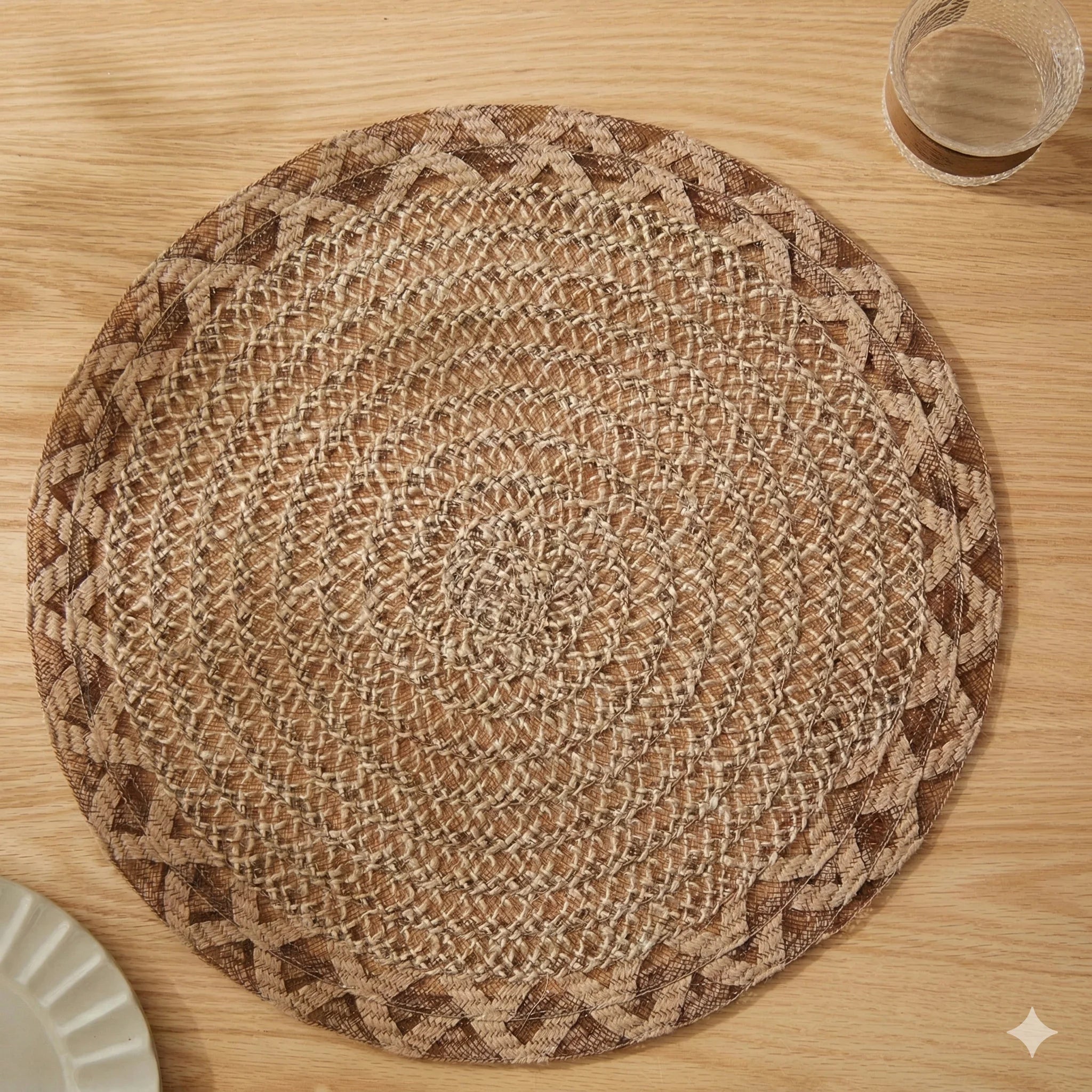 Round Jute Table Mats, Natural Woven, Set of 6, view 4