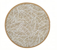 Round Linen Table Mats — Bohemian Leaf Print, Set of 6