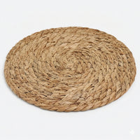 Round Rattan Table Mats — Natural Woven Fiber, Set of 6