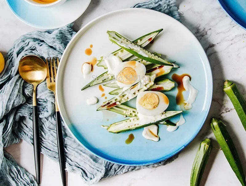 Nordic Gradient Blue Ceramic Dinnerware Set