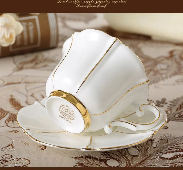 Bone China Tea Cups and Saucers Set of 6, On-Glazed, 200 ml, view 3