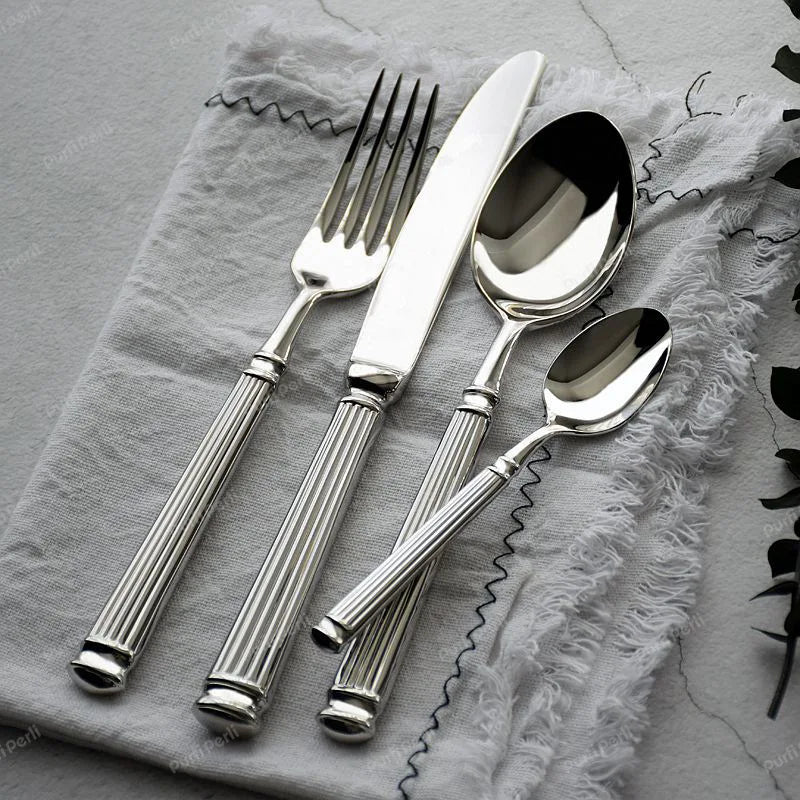 Silver Roman Column Stainless Steel Cutlery Set