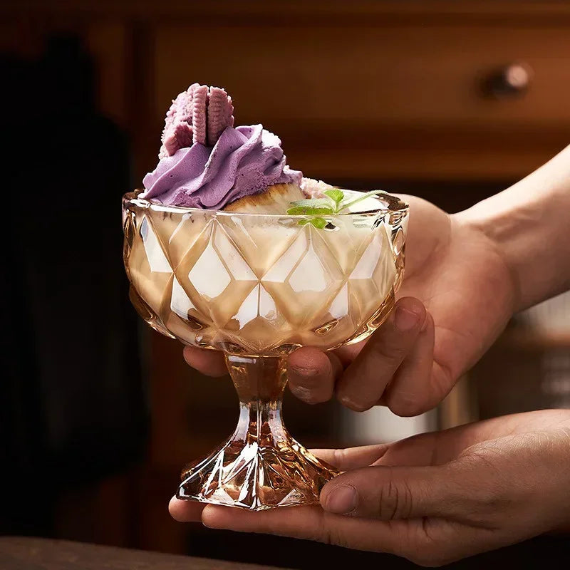 Hand Painted Glass Ice Cream and Dessert Cup