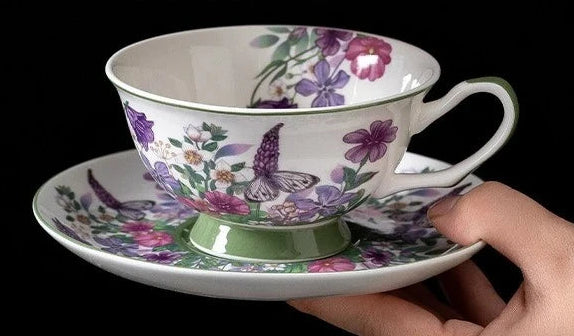 Porcelain Tea Cup and Saucer Set 260 ml Floral Gift Box, view 4