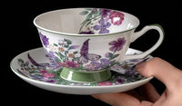 Porcelain Tea Cup and Saucer Set 260 ml Floral Gift Box
