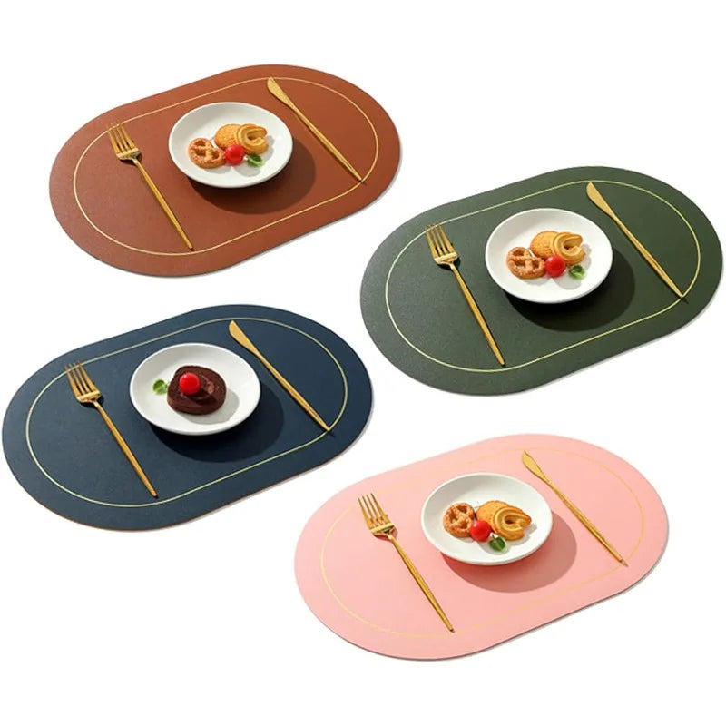 Table Leather Placemats Set Washable