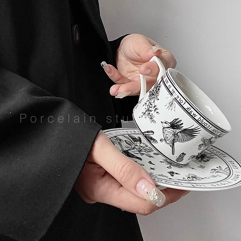 French Porcelain Coffee Cup and Saucer 250 ml Summer Lily, view 2
