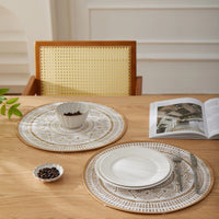 Round Jute Table Mats — Woven Natural Fiber, Set of 4