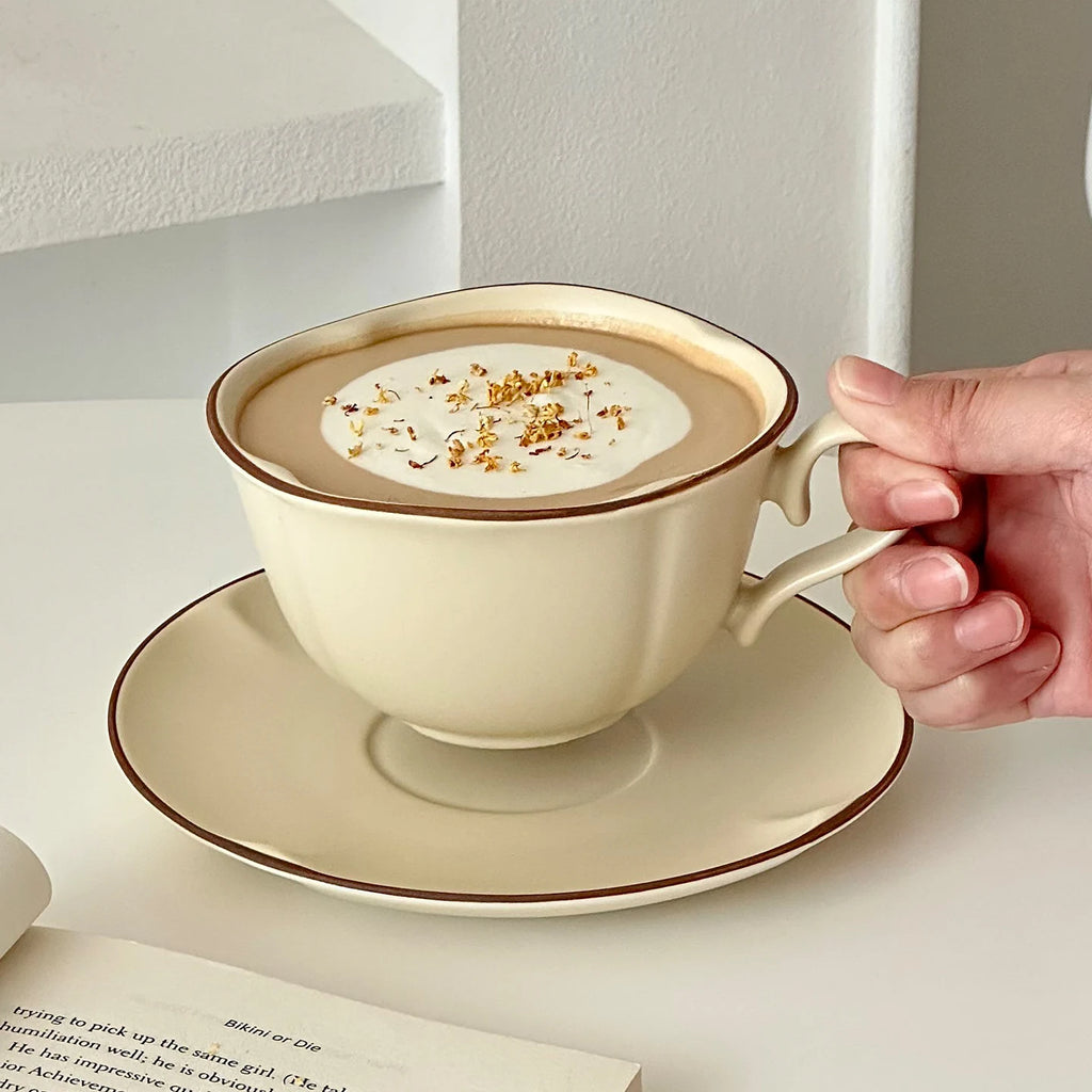 French Retro Ceramic Coffee Cup and Saucer 280 ml Matte, view 7