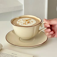 French Retro Ceramic Coffee Cup and Saucer 280 ml Matte