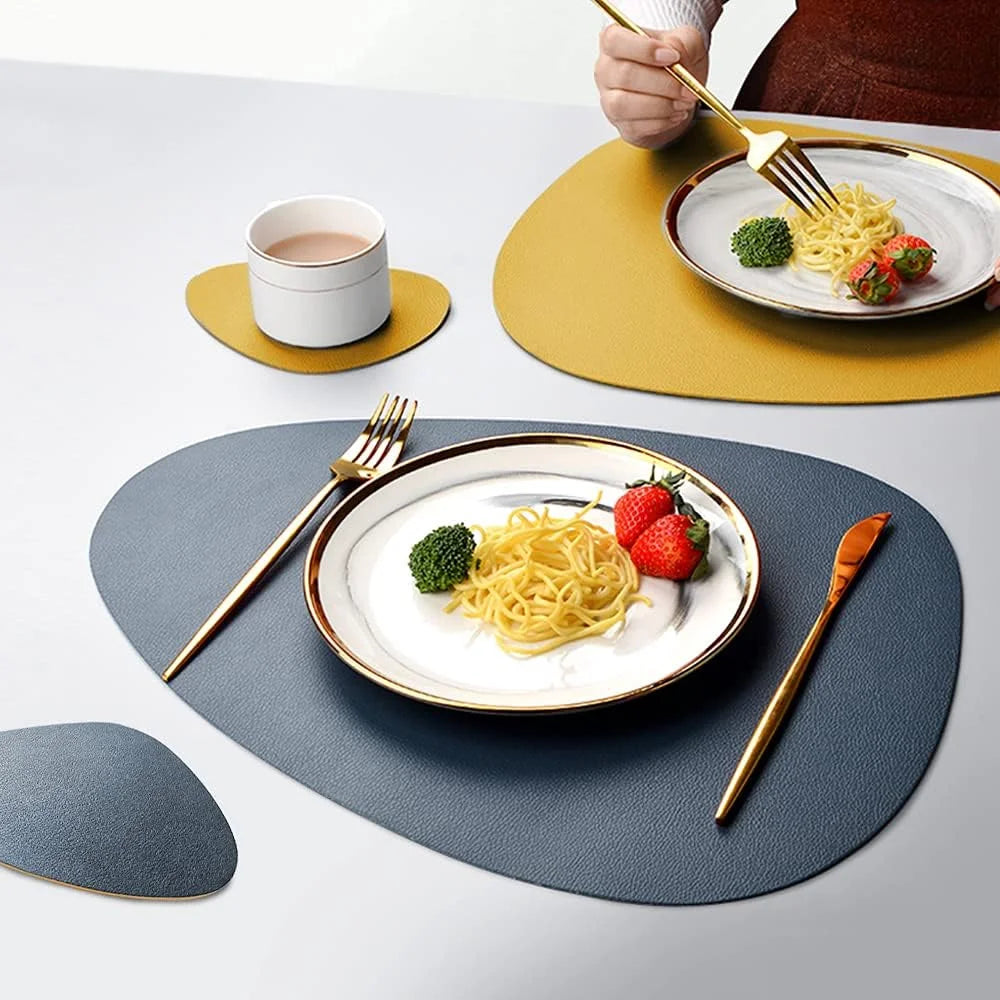 Irregular Shape PU Leather Placemats Set