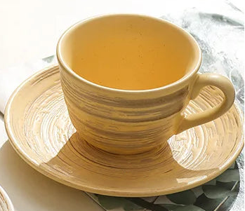 Japanese Style Ceramic Coffee Cup and Saucer 210 ml Brushed Stripe, view 8