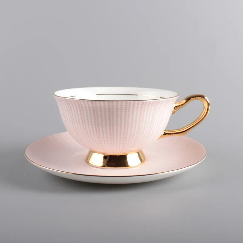 Bone China Tea Cup and Saucer Set British Pastel Gold Foot, view 7