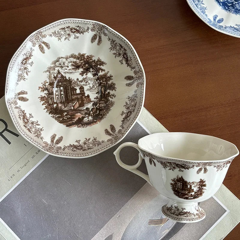 French Porcelain Coffee Cup and Saucer 200 ml Toile Print, view 6