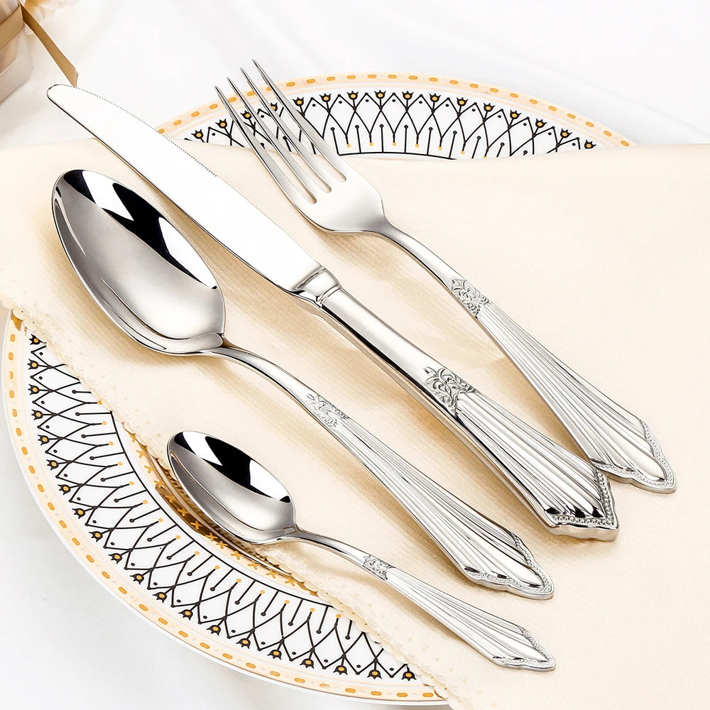 Luxury Gold Plated Stainless Steel Flatware Set