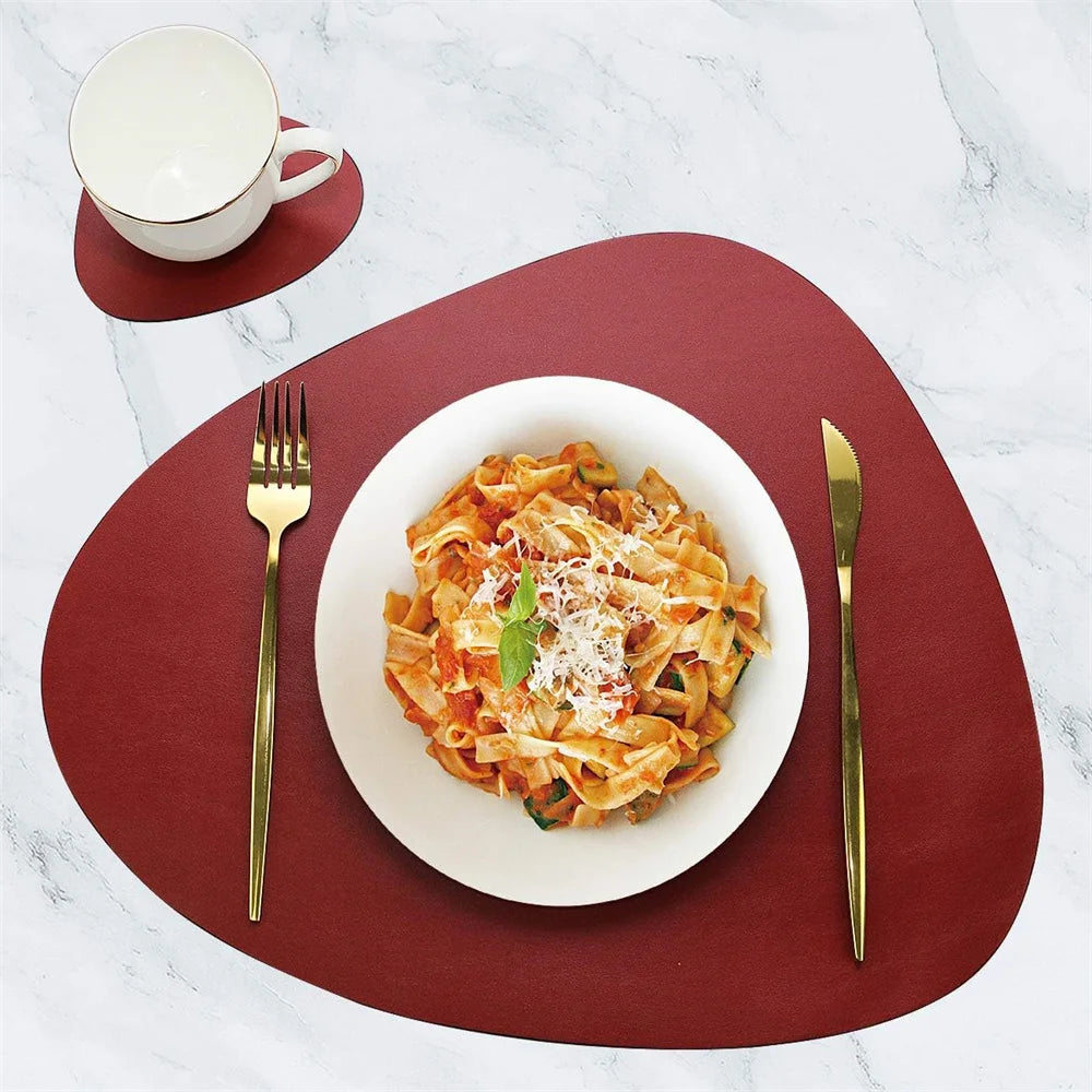 Irregular Shape PU Leather Placemats Set