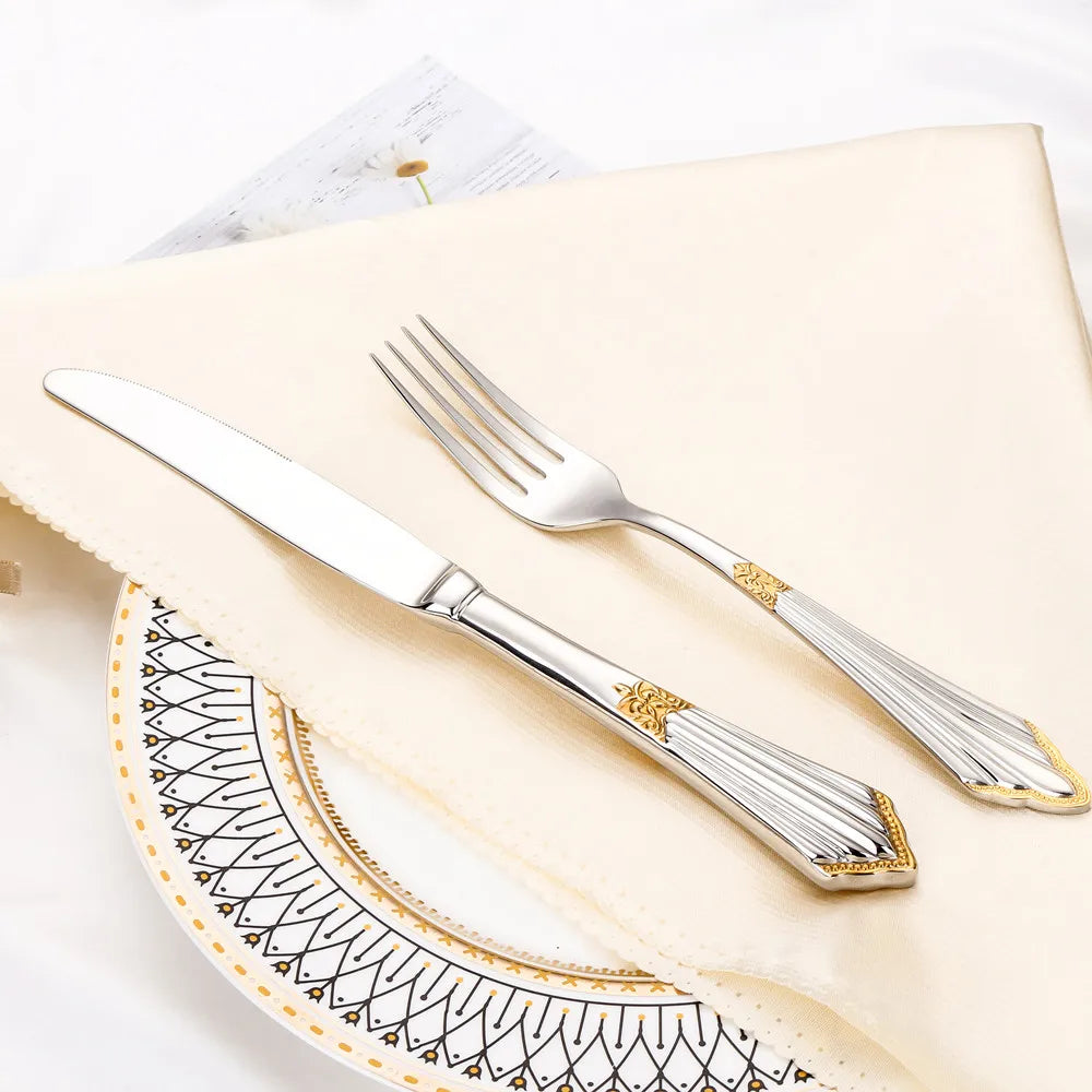 Luxury Gold Plated Stainless Steel Flatware Set
