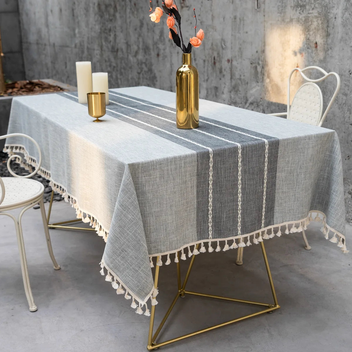 Battilo Linen Tablecloth with Tassels Waterproof
