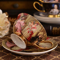 Bone China Coffee Cup and Saucer 180 ml Rococo Painting