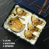 Bone China Coffee Cup and Saucer Gift Set Klimt Gold Art