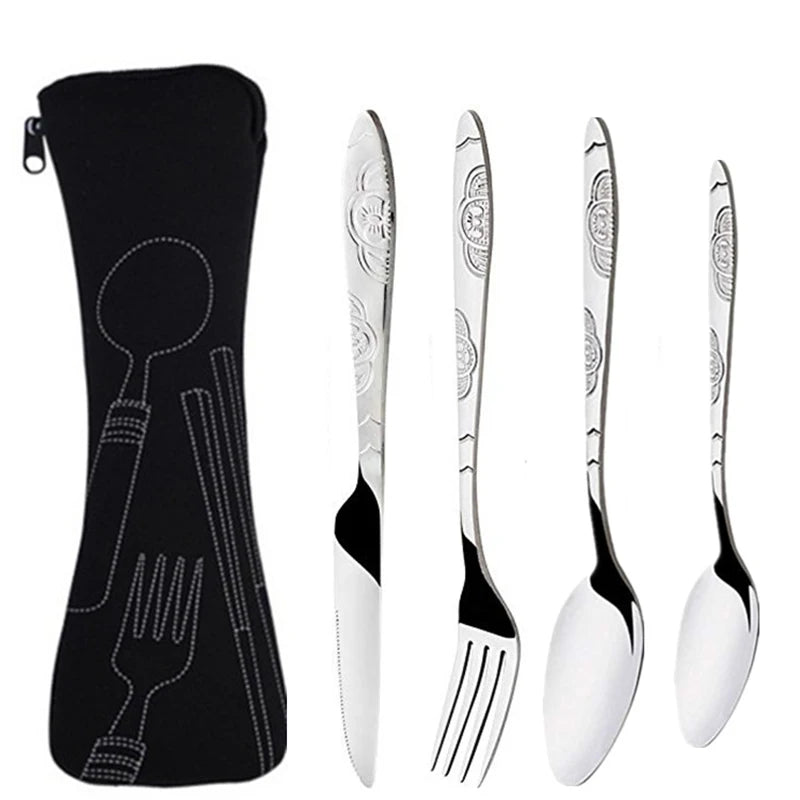 Portable Stainless Steel Cutlery Kit with Case