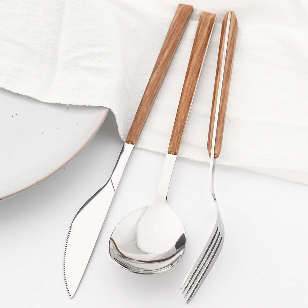 Wooden Handle Stainless Steel Cutlery Set