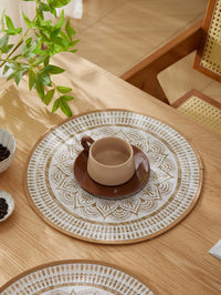 Round Jute Table Mats — Woven Natural Fiber, Set of 4