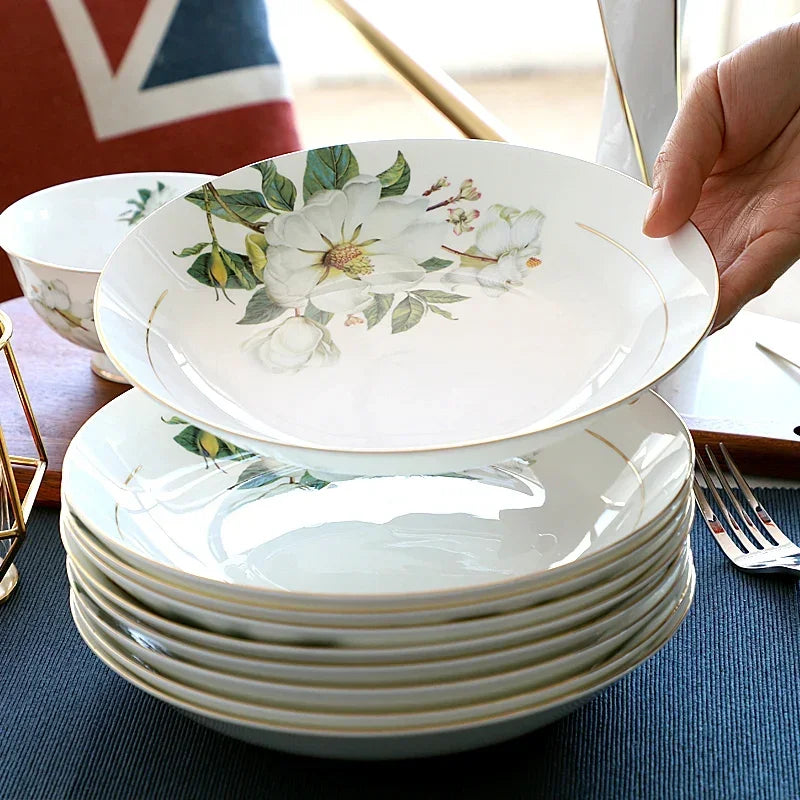 Bone China Floral Dinner Plate 8 Inch