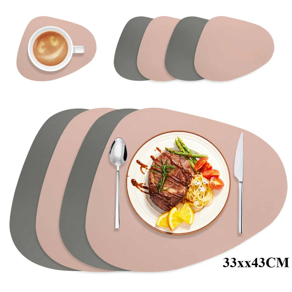 Irregular Shape PU Leather Placemats Set