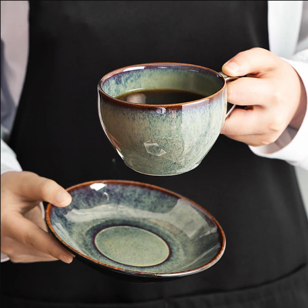 Ceramic Coffee Cup and Saucer, Glazed Finish, 300 ml, view 7