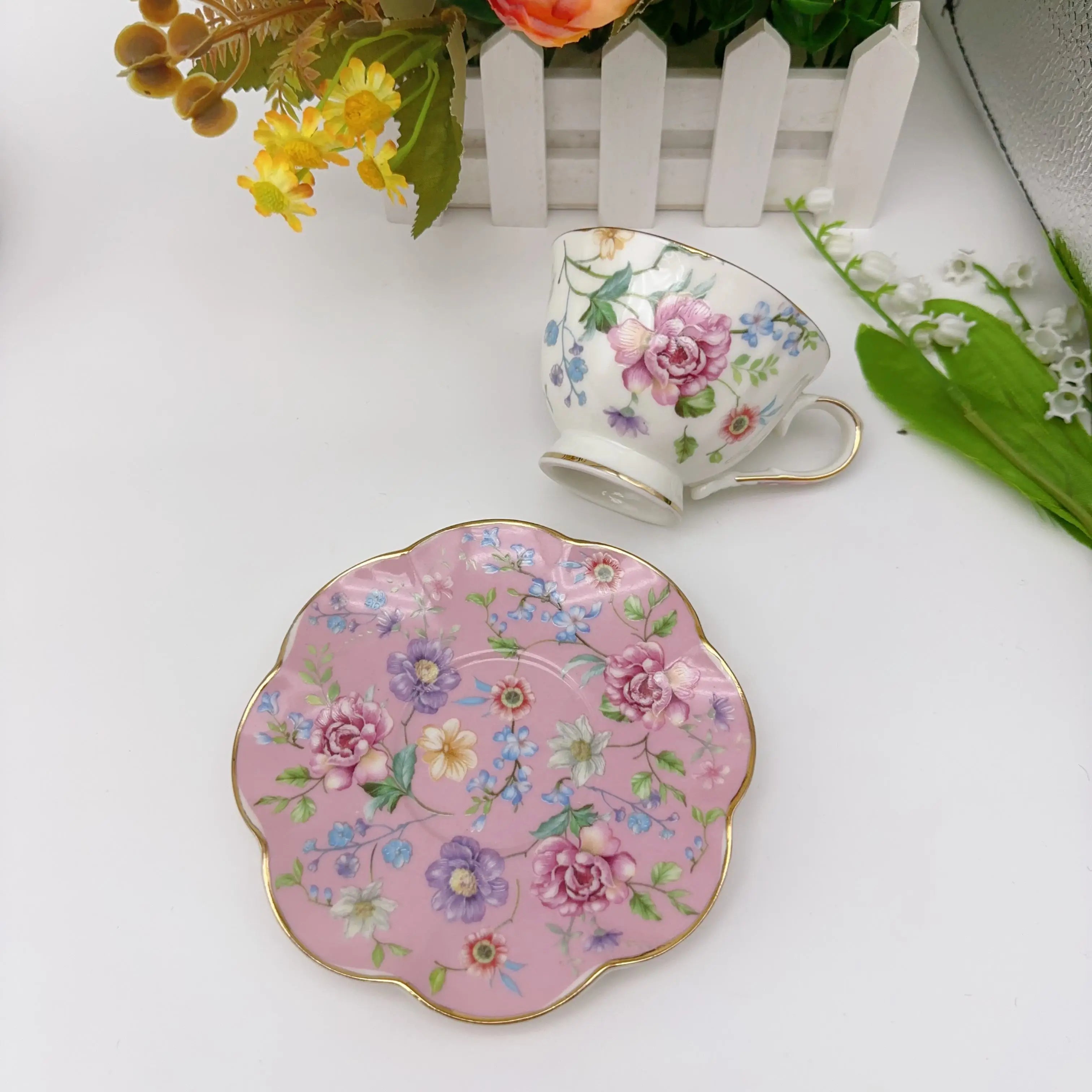 European Floral Coffee Cup Set 90ml (12 Piece)