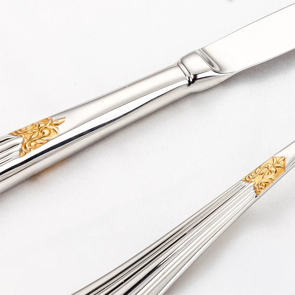 Luxury Gold Plated Stainless Steel Flatware Set