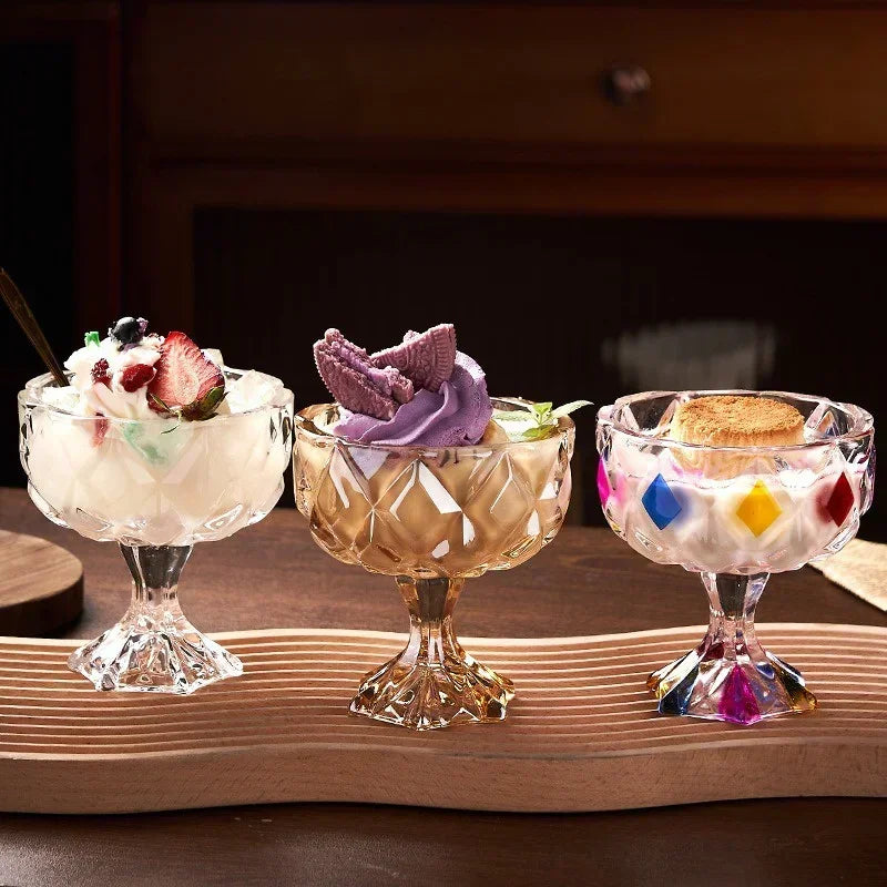 Hand Painted Glass Ice Cream and Dessert Cup