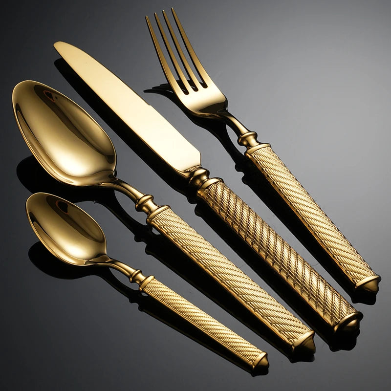 High End Gold Stainless Steel Cutlery Set