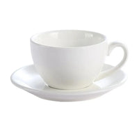 Porcelain Latte Cup and Saucer Set — Wide Rim for Latte Art