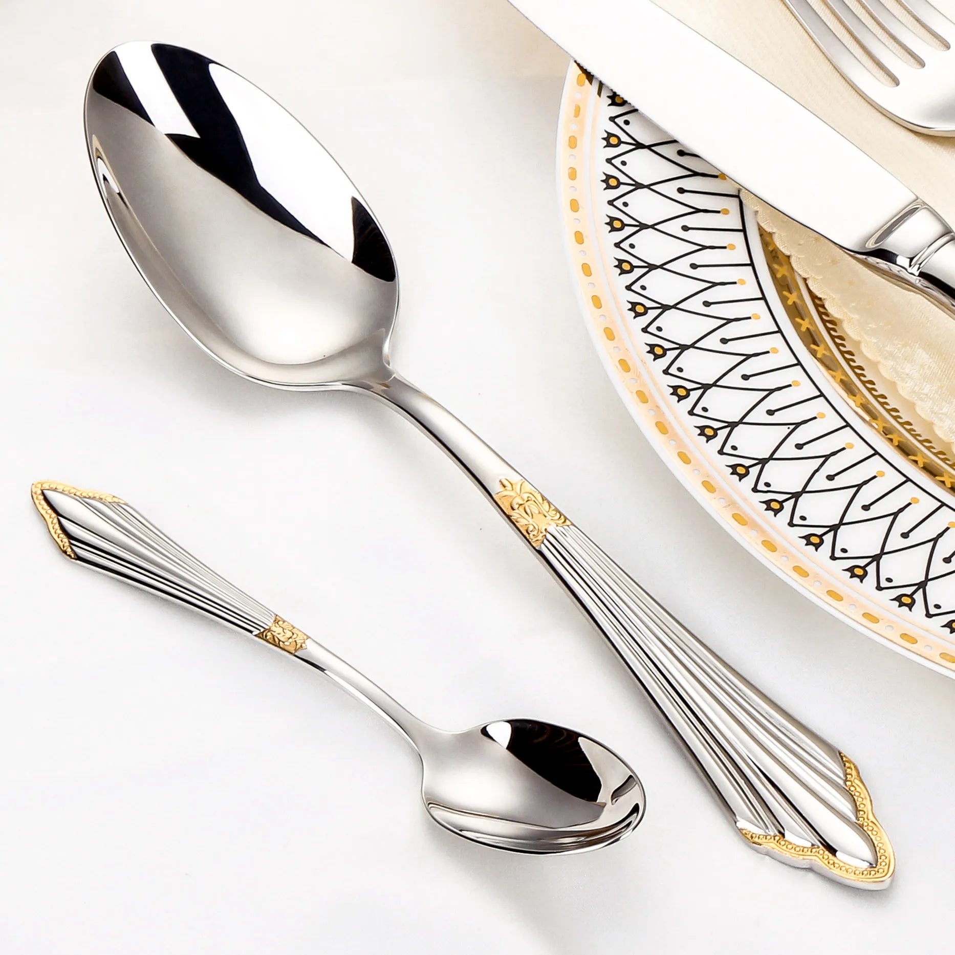 Luxury Gold Plated Stainless Steel Flatware Set