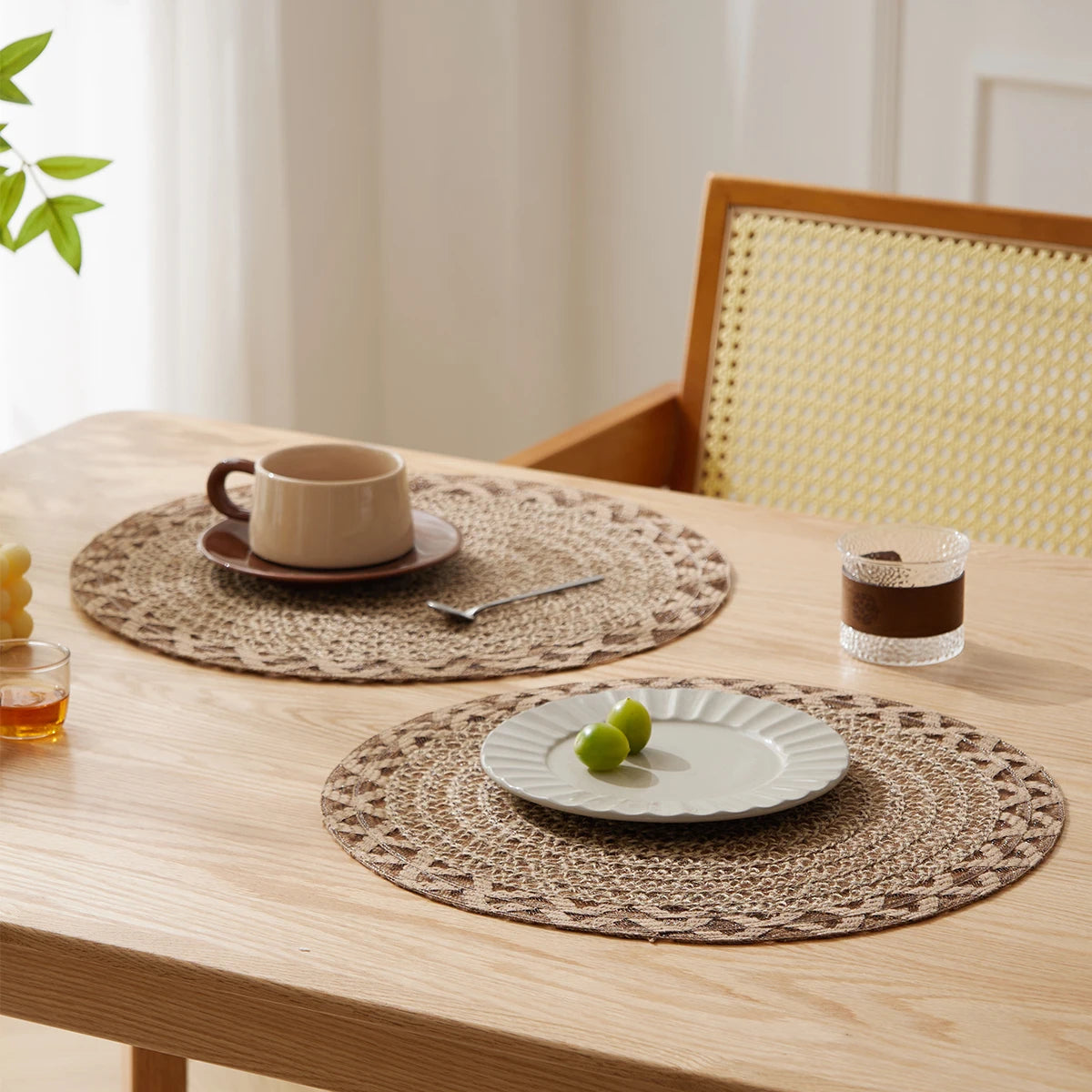 Round Jute Table Mats, Natural Woven, Set of 6, view 5