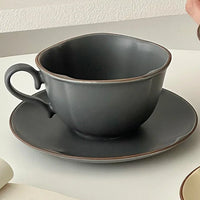 French Retro Ceramic Coffee Cup and Saucer 280 ml Matte