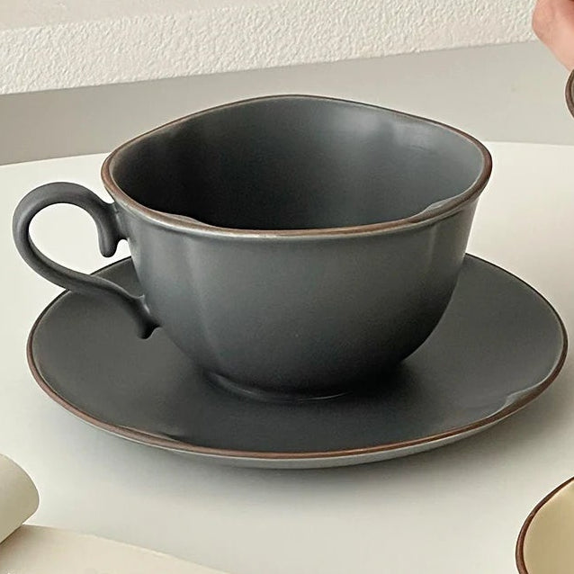 French Retro Ceramic Coffee Cup and Saucer 280 ml Matte, view 9