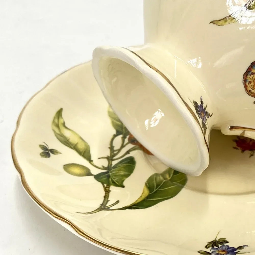 Ceramic Tea Cup and Saucer 200 ml Botanical Fruit Gold Trim, view 4